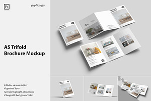 A5 Trifold Brochure Mockup
