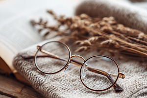 Cozy still life of vintage glasses, a Background Photo by MistyDay