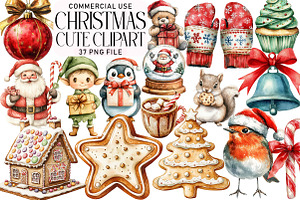Cute Christmas Clipart Bundle, an Illustration by Daily.Designs