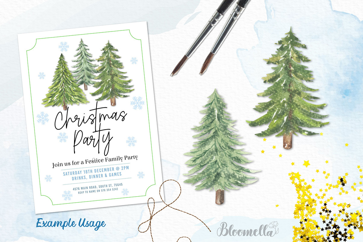 Watercolour Christmas Trees Holidays, an Object Illustration by Bloomella (Photo 6 of 6)
