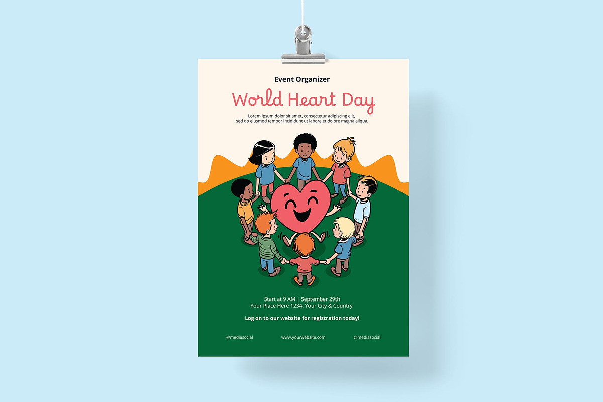 World Heart Day Poster/ Flyer, a Flyer Template by Juru Rancang Graphic (Photo 1 of 3)