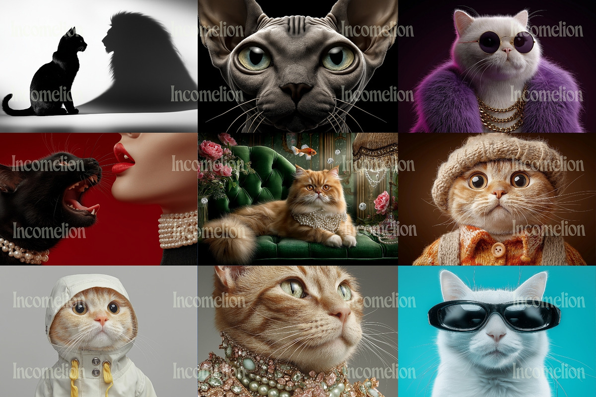 50 Sophisticated Cats Stock Photos, an Animal Illustration by Incomelion (Photo 4 of 13)