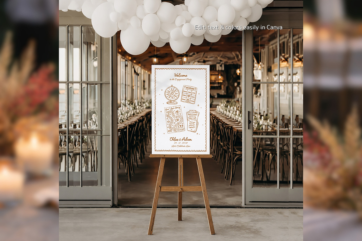Engagement Party Sign Canva pg003, a Poster Template by TyphoonStudio (Photo 3 of 8)