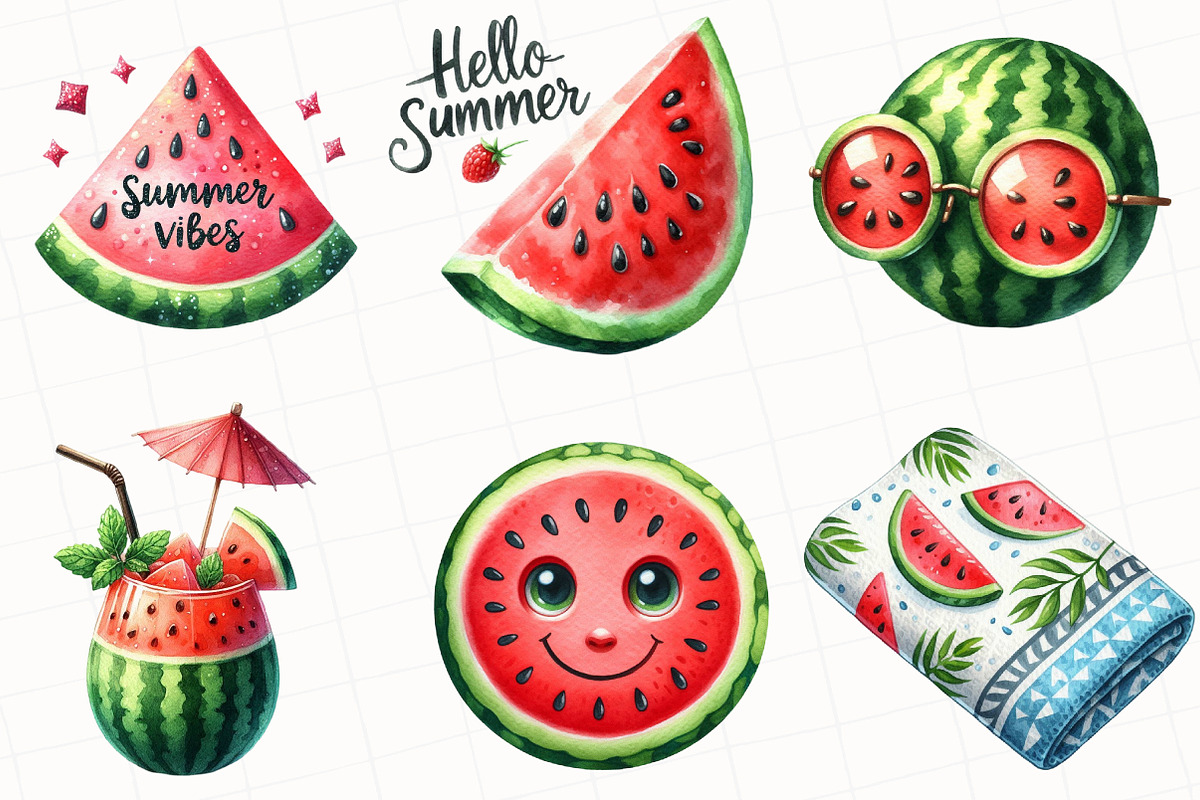 Summer Juicy Watermelon Clipart, an Illustration by OK Design (Photo 4 of 5)