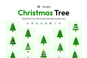 Christmas Tree Icons, a Duotone Icon by Brickclay
