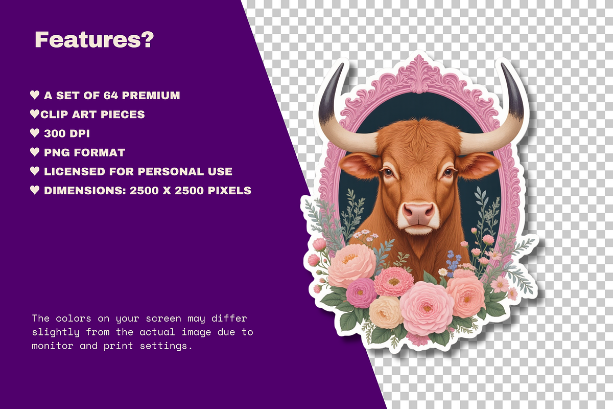Bloom & Bull Taurus Clipart 64, an Object Graphic by Jakayla Digital Co (Photo 7 of 10)