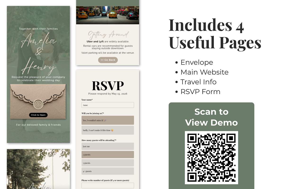 Sage Green Wedding Website Invite, a Landing Page Template by Everyday Perfection (Photo 3 of 10)