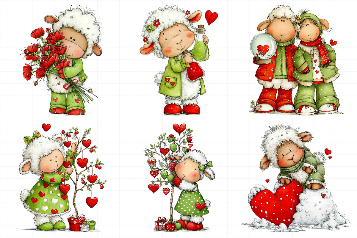 Valentines Quirky Winter Sheep Clipa, an Illustration by Daily.Designs (Photo 4 of 8)