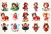 Watercolor Ladybug Girl Clipart, an Illustration by Rose Art (Thumbnail 2 of 7)