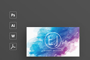 Wattercolor business card template, a Card Template by MH Design Template (Thumbnail 2 of 4)