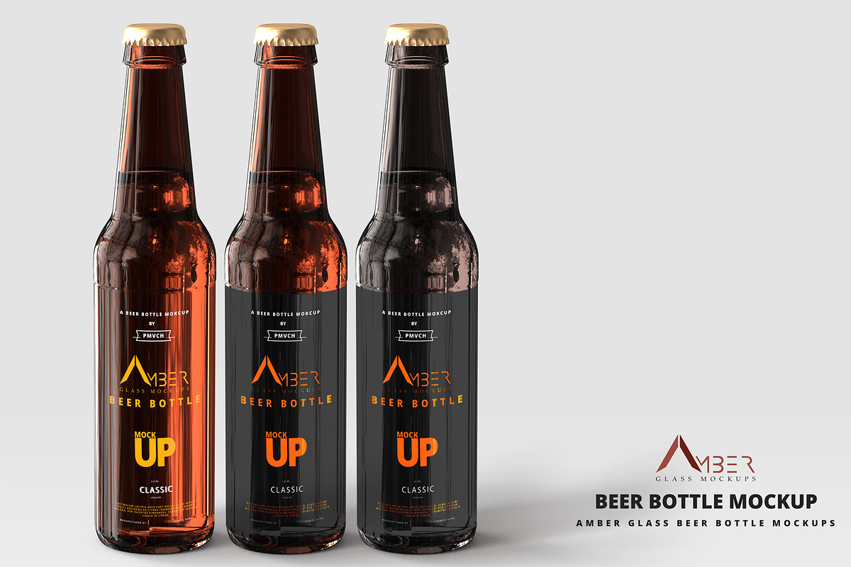 Amber Glass Beer Bottle Mockup 03, a Packaging Mockup by pmvch (Photo 3 of 8)
