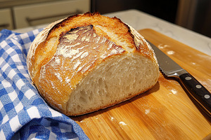 Artisan sourdough bread loaf, a Photo by Pavel_design