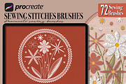 Sewing stitch brushes for Procreate, a Brush Add-On by PDknyStudio (Thumbnail 7 of 8)