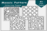 Mosaic Pattern Coloring Pages, a Print Template by Lamia Emad (Thumbnail 1 of 4)