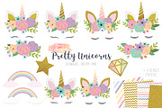 Pretty Unicorn Clipart, an Illustration by Peachycottoncandy (Thumbnail 1 of 2)
