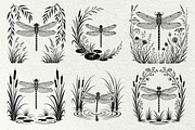 Dragonfly Pond Line Art Graphics, a Decorative Illustration by DENIDigitalArtSudio (Thumbnail 4 of 6)