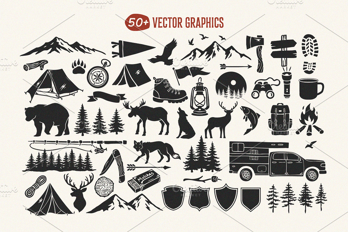 Camping Adventure Graphic Set, an Illustration by cd-design.co (Photo 2 of 7)