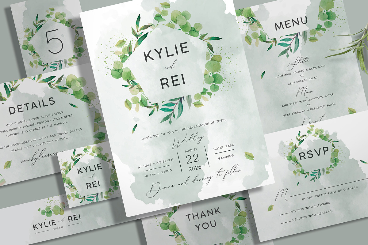 Eucalyptus Wedding Invitation Set, an Invitation Template by Aarley Kaiven (Photo 1 of 5)