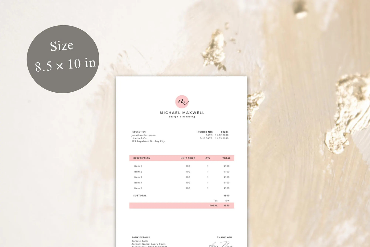 Invoice Template Printable Pink, a Card Template by Climbwithelevator (Photo 7 of 10)