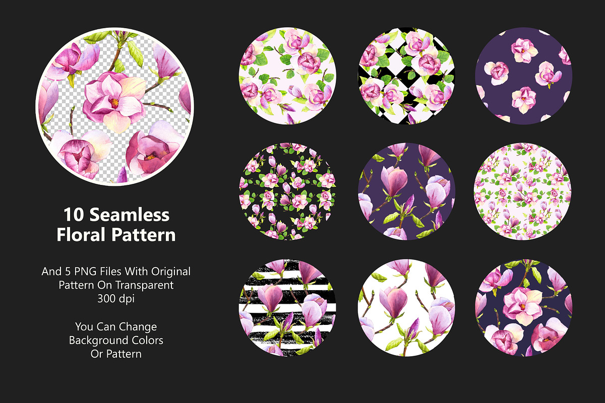 Repeating patterns with magnolias, a Graphic by Mona Monash (Photo 3 of 12)