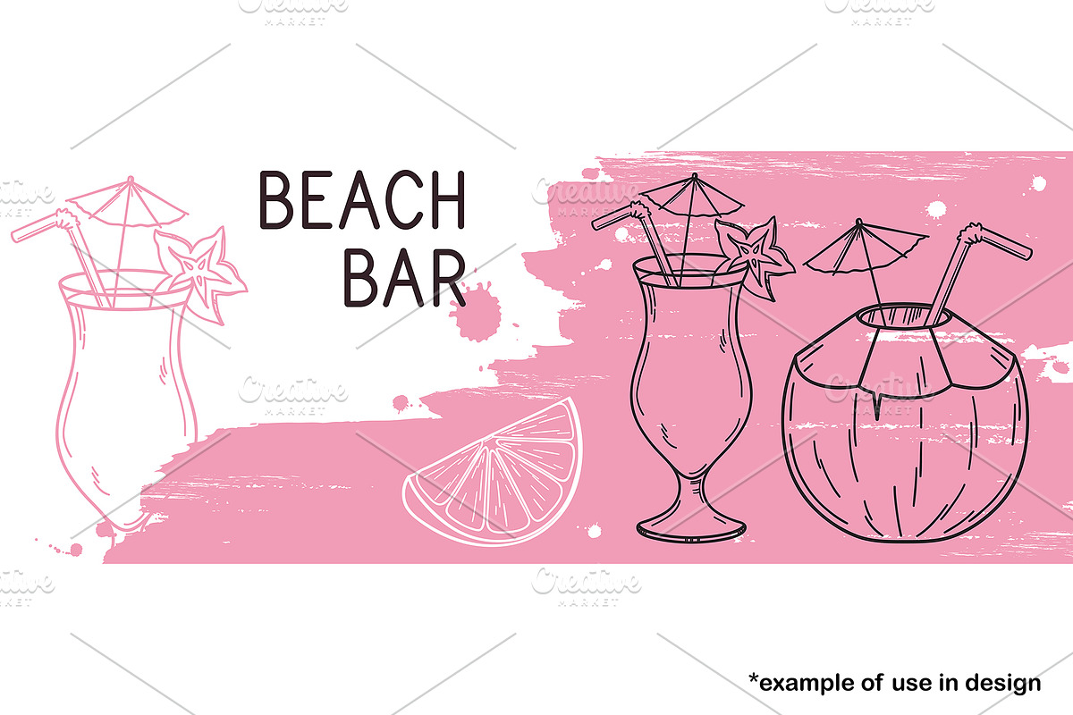 Healthy drinks hand drawn vector set, a Background Graphic by InkySplash (Photo 4 of 4)