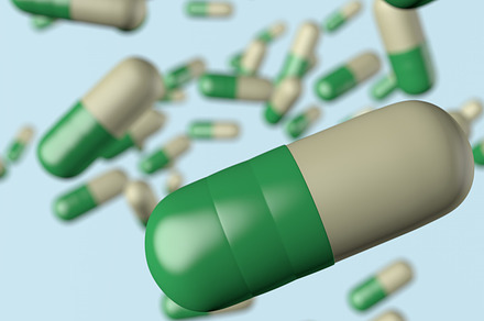 3d illustration antidepressant with 