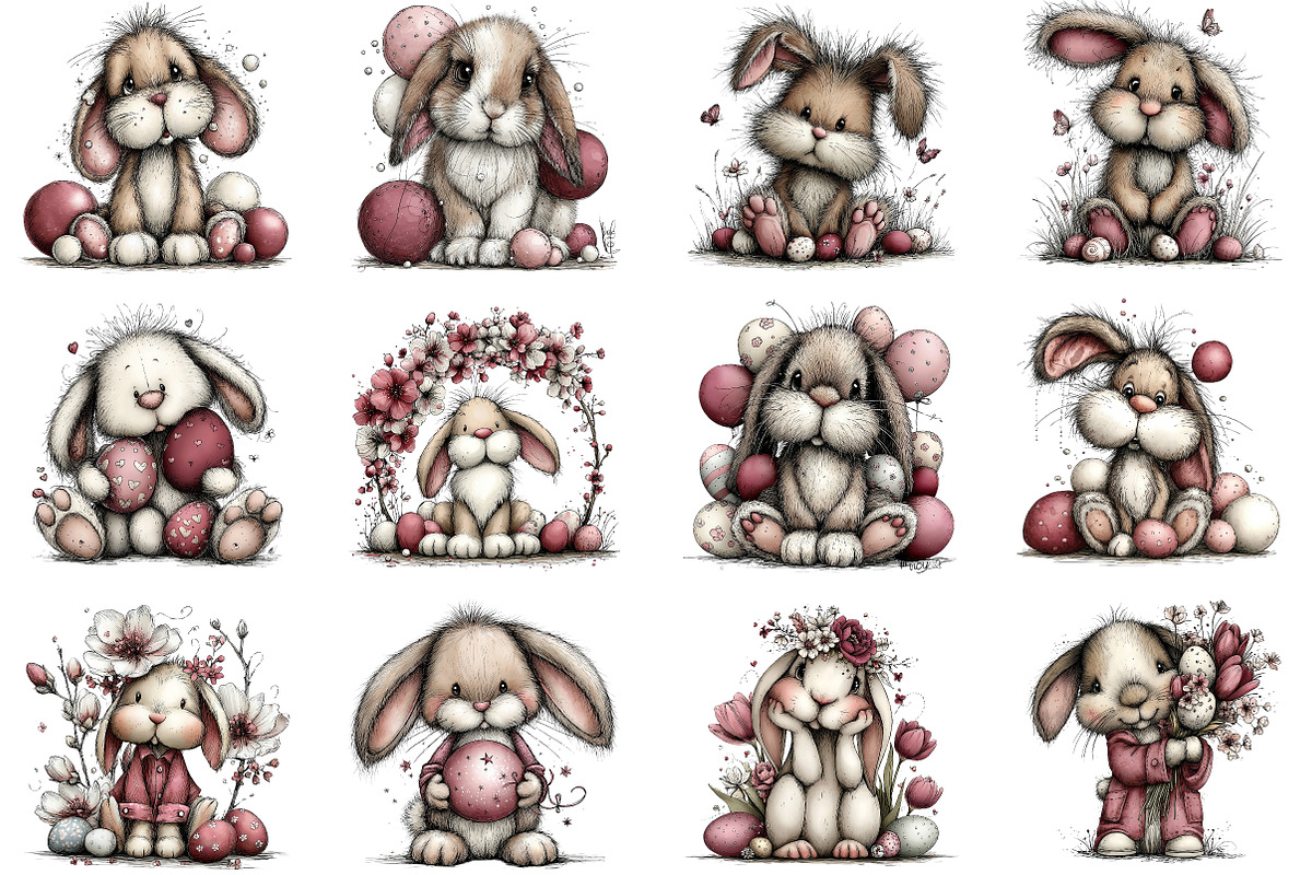 Whimsical Easter Bunny Clipart, an Illustration by Dream Creation (Photo 4 of 6)