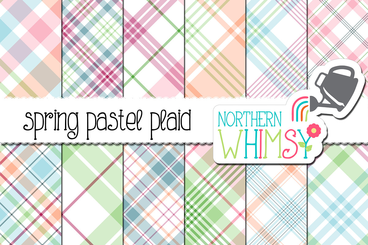 Spring Seamless Diagonal Plaid, a Pattern Graphic by Northern Whimsy Design