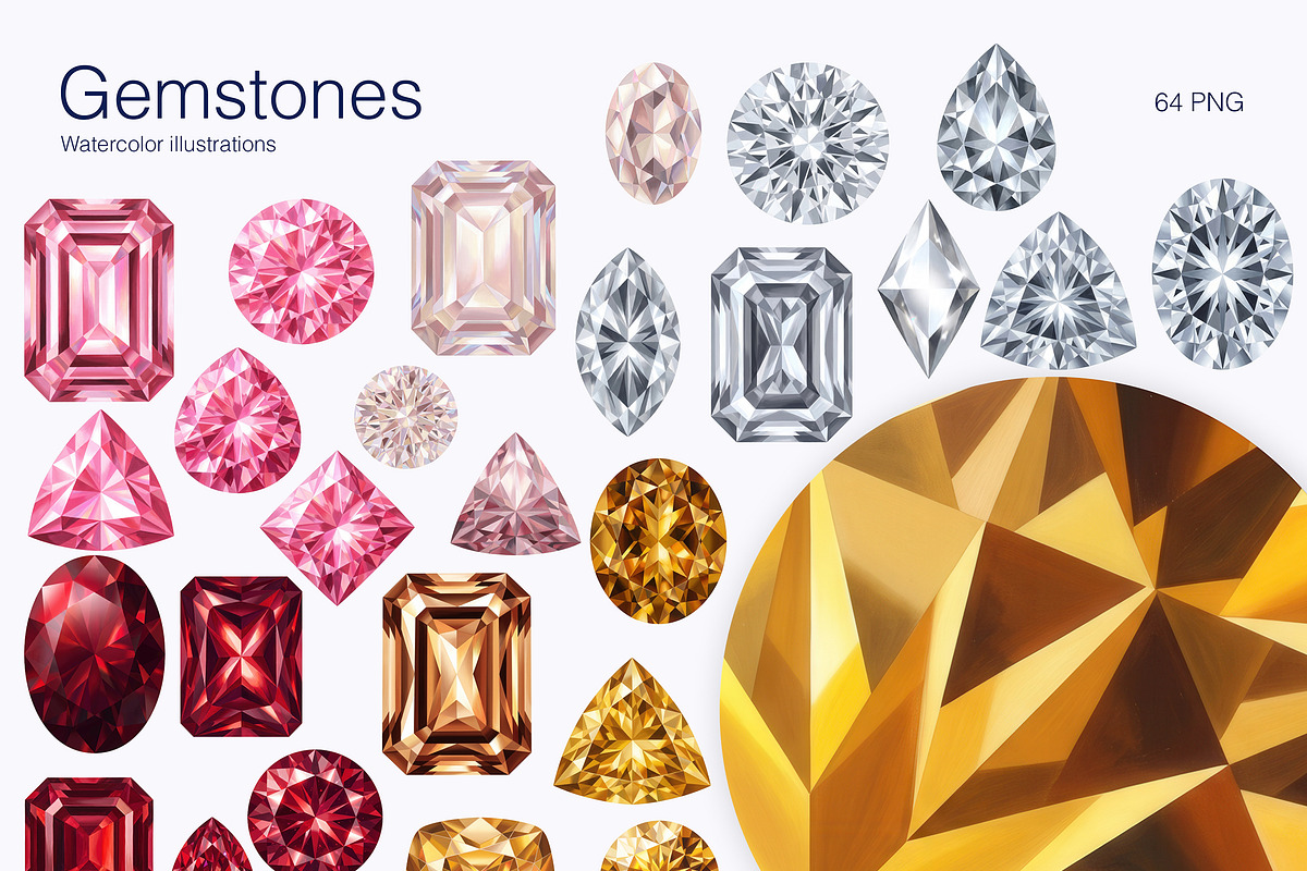 Gemstone Graphics Set, an Object Graphic by Polli Deeva (Photo 3 of 11)