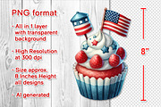 35 Patriotic Watercolor Cupcake Set, an Object Graphic by V Design Creator (Thumbnail 2 of 10)