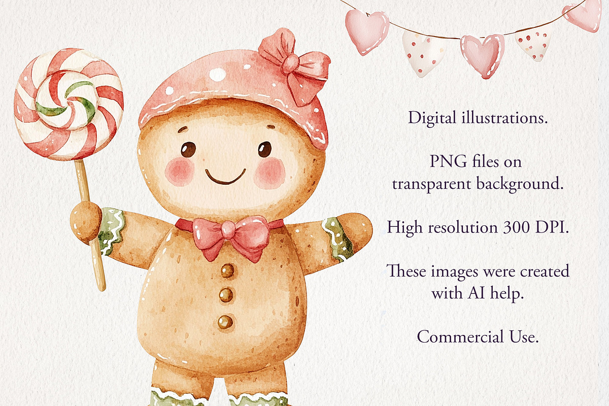 Nursery Gingerbread Clipart 63 PNG, a Seasonal Illustration by EleSArtDesign (Photo 3 of 4)