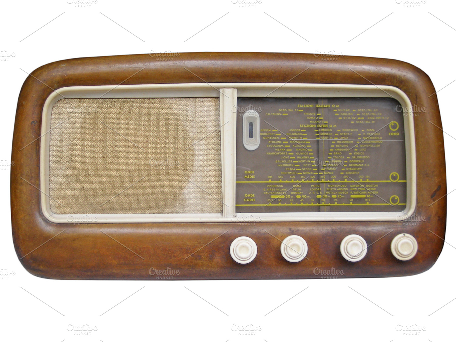 Old radio containing radio, tuner, and vintage