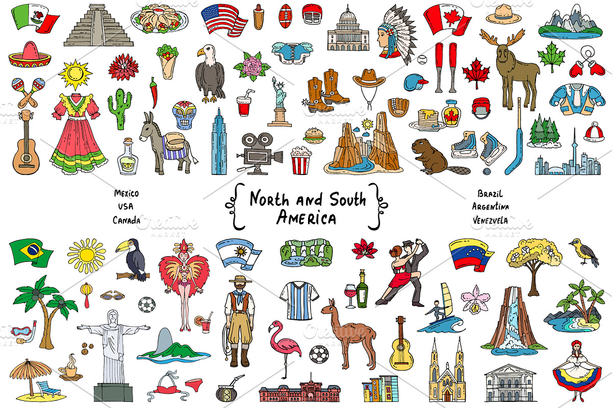 Vector set - North and South America, an Object Graphic by Olga Chuklay (Photo 1 of 2)