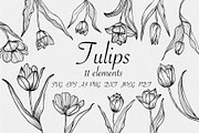 Tulips set SVG, an Object Graphic by mArtstore (Thumbnail 1 of 6)