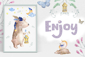 Baby Dreams Watercolor Cute Animals