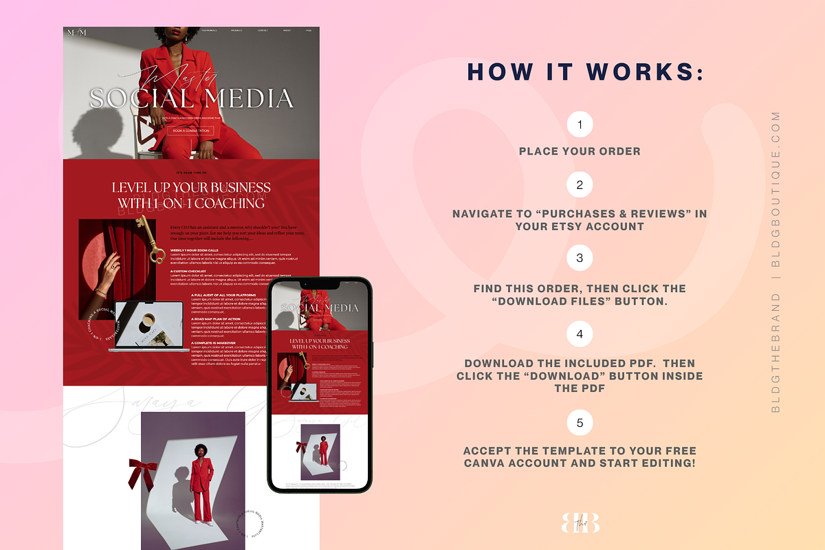 Bold Red Canva Coaching Website, a Landing Page Template by BLDGtheBoutique (Photo 3 of 9)