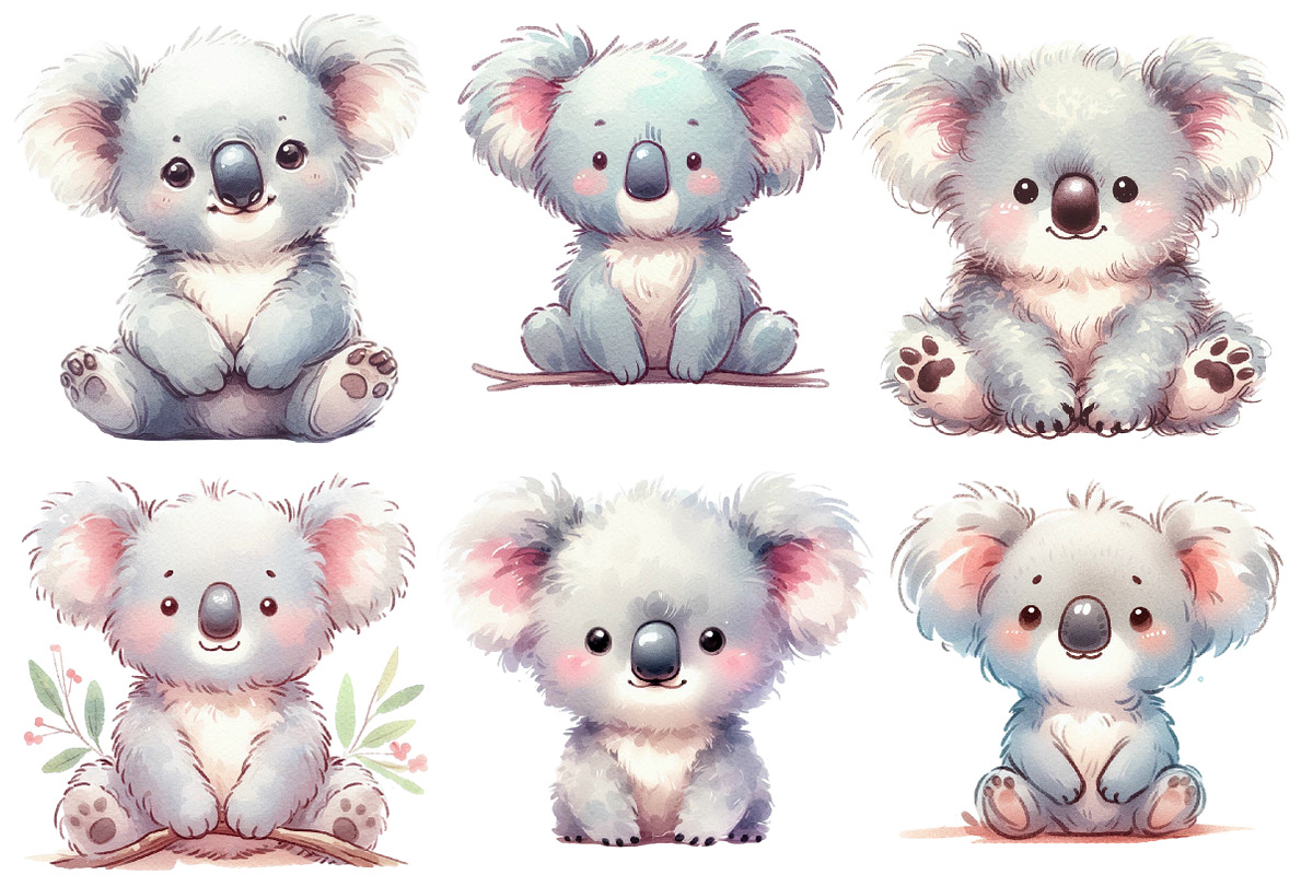 Watercolor koala clipart, an Illustration by Designworld (Photo 3 of 5)