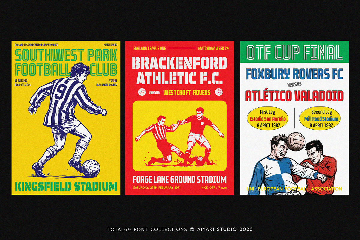 Total 69 — Football Font Collection, a Sans Serif Font by Aiyari (Photo 17 of 20)