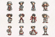 Vintage Christmas Woman PNG Clipart, a Seasonal Illustration by CreationArt (Thumbnail 4 of 7)