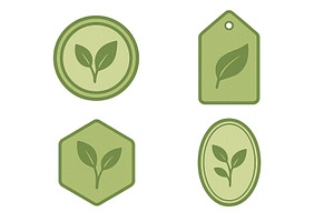 Green leaf icons designed for nature, an Illustration by ZinetroN