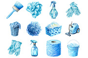 Watercolor Pastel Blue Cleaning, a Graphic by CitraGraphics (Thumbnail 2 of 4)