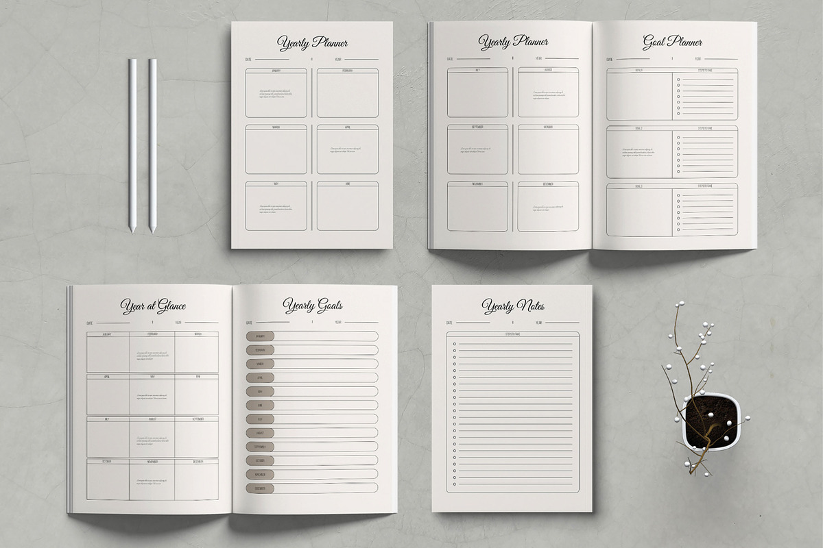 Yearly Planner Template Layout, a Stationery Template by MightyDesign (Photo 1 of 6)
