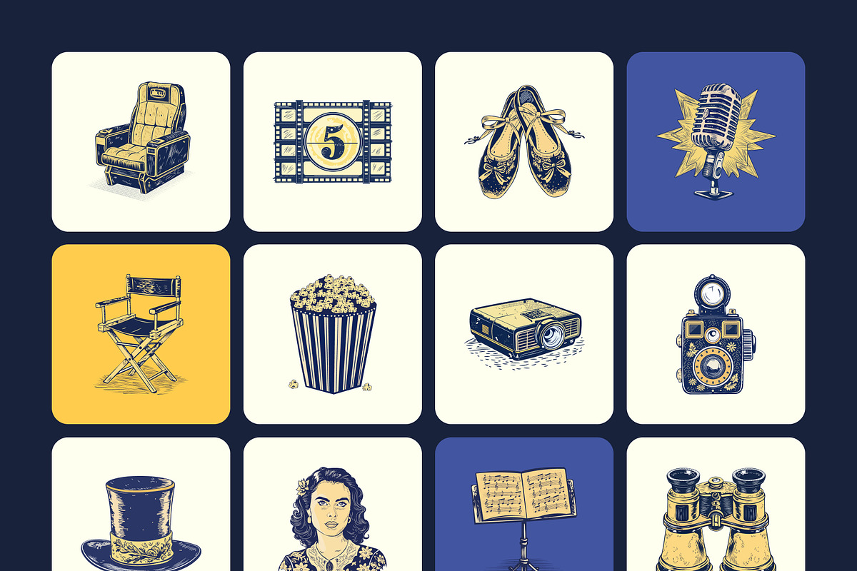 Cinema and Theatre Icon Set, a Decorative Illustration by Creative Stall (Photo 7 of 8)
