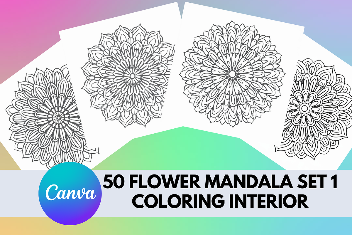 50 Flower Mandala Coloring Book, an Object Illustration by KDPBookLovers