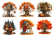 Watercolor Autumn Treehouse Clipart, an Illustration by Daily.Designs (Thumbnail 2 of 5)