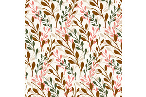 Brown green and pink leaves on a, an Object Illustration by okskukuruza