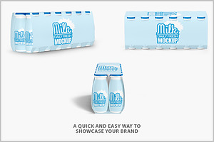 Yogurt Bottles With Box Mockup PSD