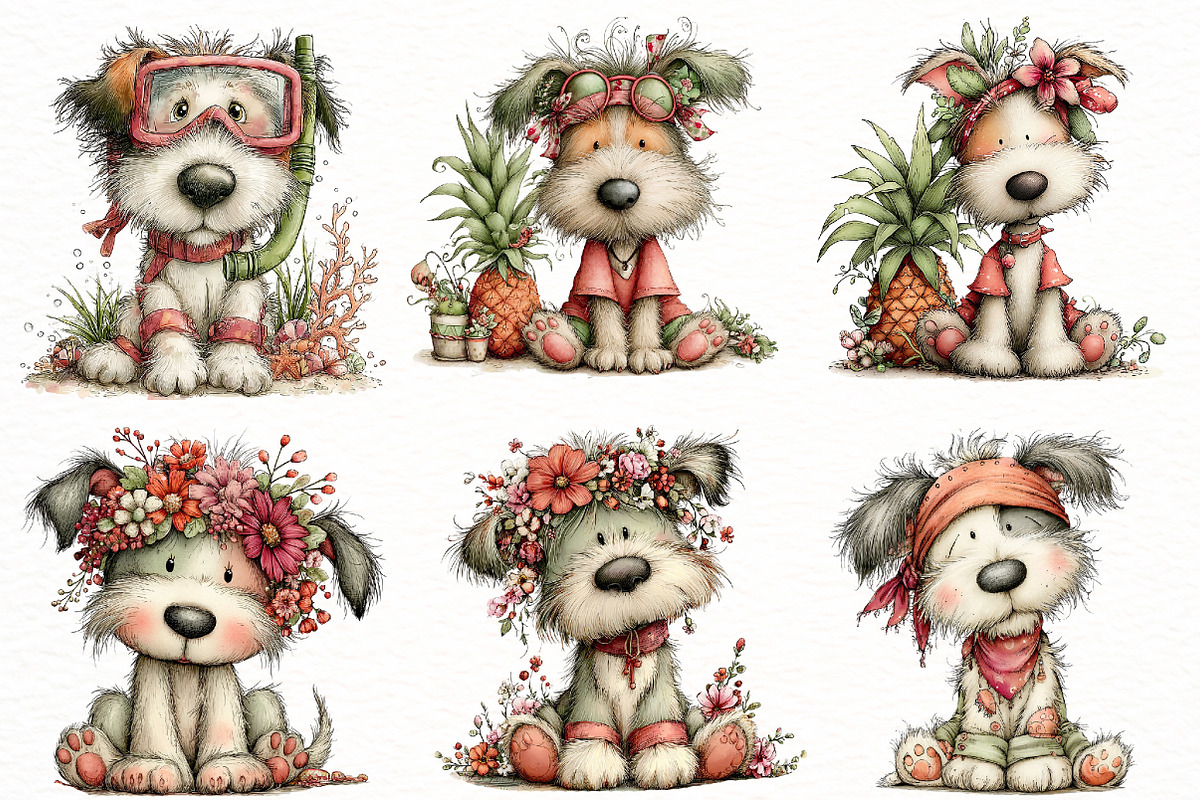 Whimsical Summer Beach Dog Clipart, an Illustration by Designworld (Photo 6 of 6)