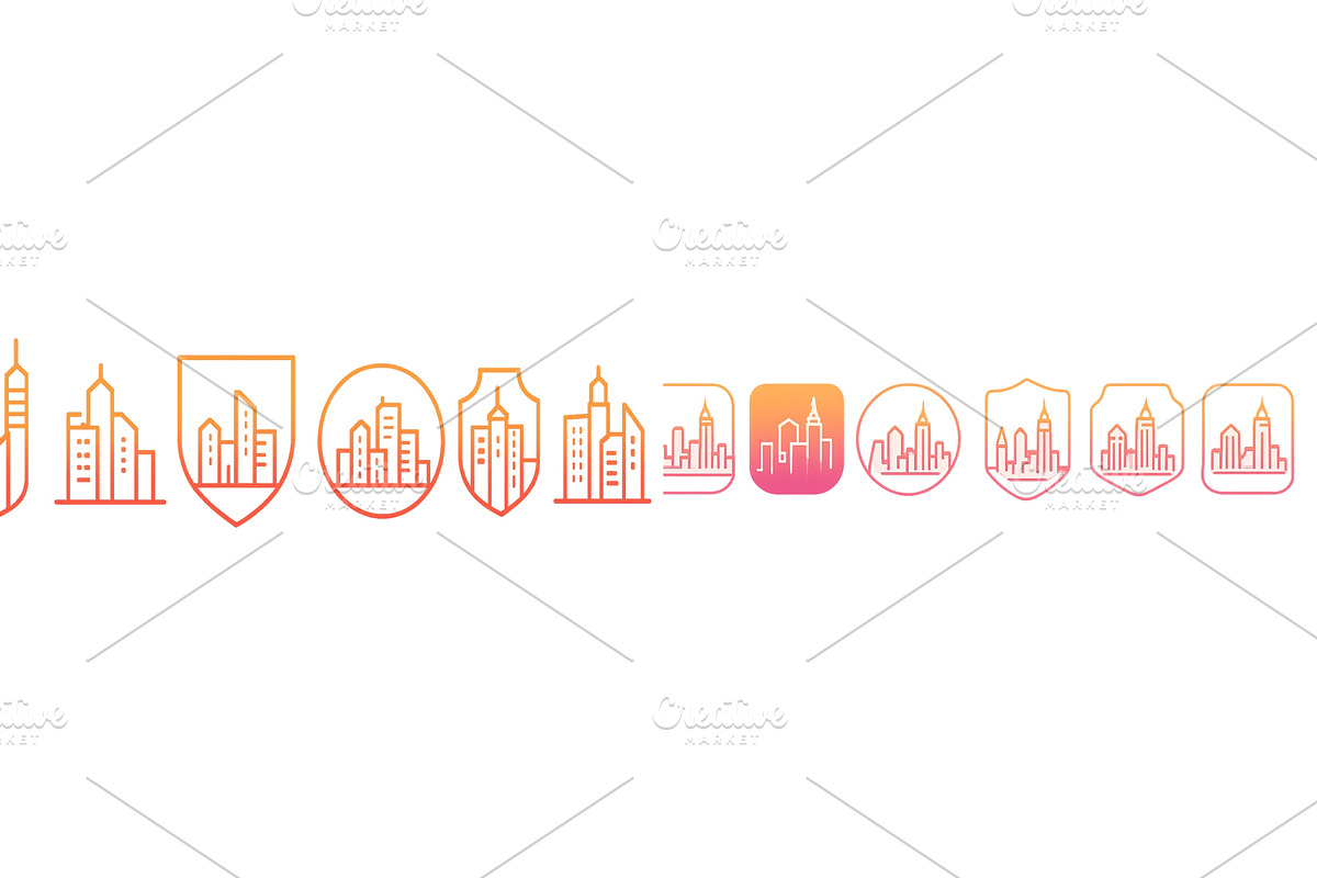 Various modern city skyline icons, an Object Illustration by ZinetroN