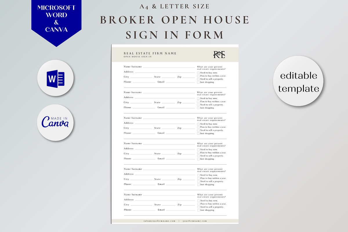 Real Estate Open House Sign In Sheet, a Flyer Template by yesitisprintable (Photo 3 of 5)